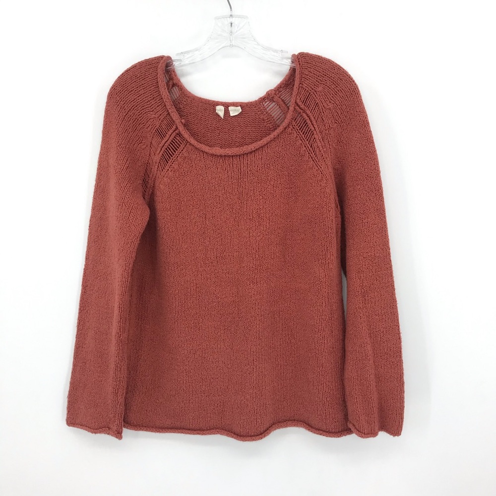 Moth Rust Knit Scoop Neck Sweater Loose Fit